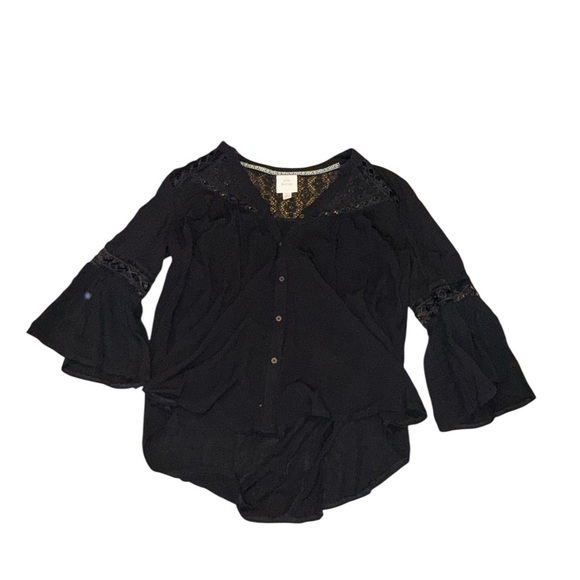 Knox Rose Women's Black Lace Detail Top - Picture 2 of 5